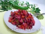 Винегрет с квашеной капустой, огурцами и с маринованным луком