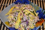 Салат "Солнечный"из копченой курицы и омлета