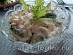 Салат с курицей, огурцом и горошком