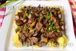 Тёплый салат из куриной печени