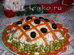 Салат оливье с колбасой и маринованным луком