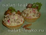 Салат из крабовых палочек с лисичками «Грибная полянка»
