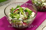 Салат из редиса с огурцами и брынзой